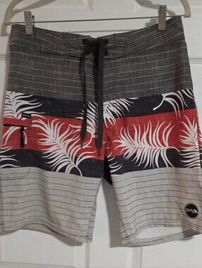 Heritage 30 Board Shorts Gray Black Red